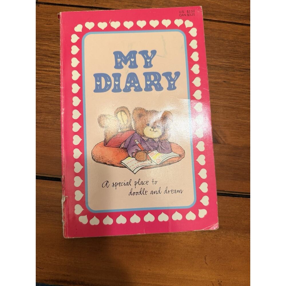 Vintage My Diary Willowisp Press Teddy Bear Pink Hearts 80s 90s Unused UNMARKED